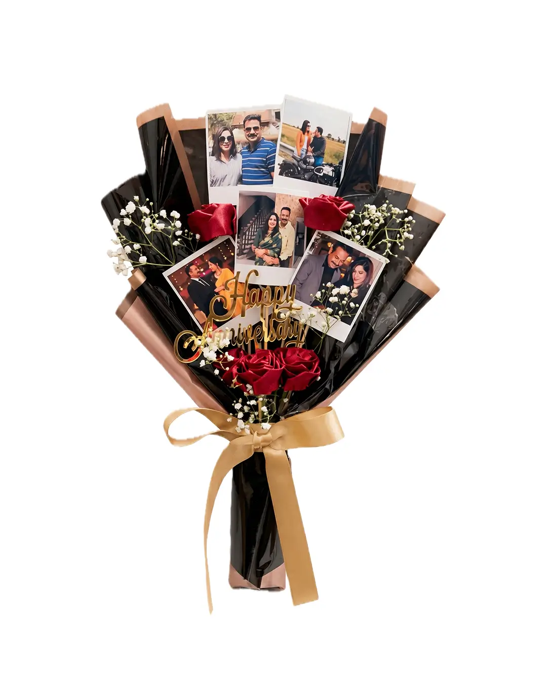Customized Photo Collage Bouquet — Special Couple Gift — inside view
