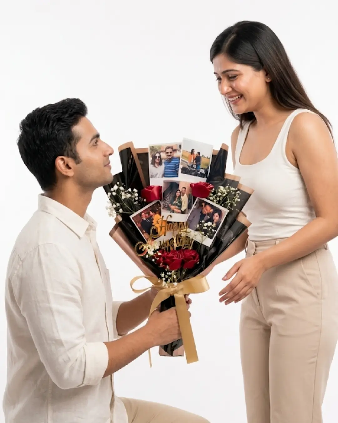 Customized Photo Collage Bouquet — Special Couple Gift