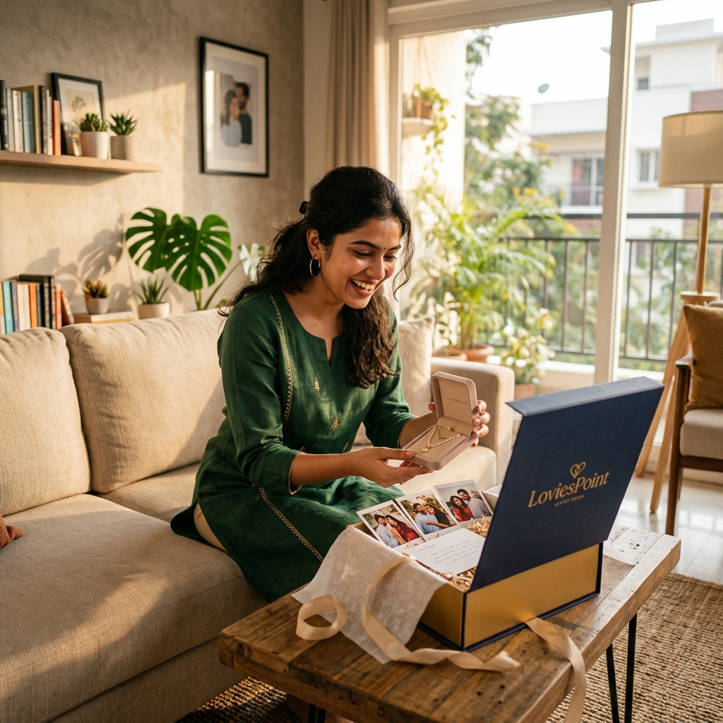 Happy Recipient Unboxing a LoviesPoint Gift Box